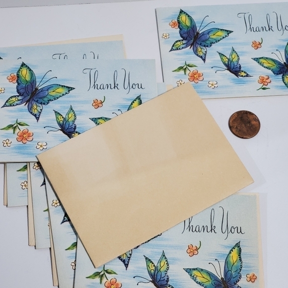 Vintage lot of Thank you Cards Butterfly floral - Picture 7 of 8